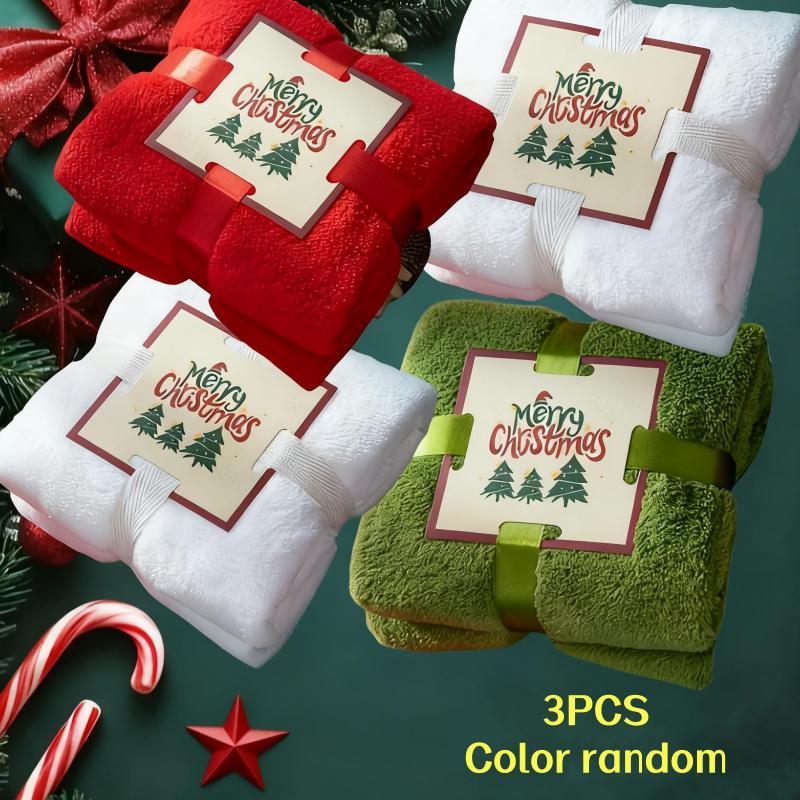 

3 Случайных Цвета Рождественские Полотенца Полотенца для Лица Сувенир Рождественский Подарок Полотенце Креативный Подарок Мягкий Высокая Впитываемость Материал Коралловый Флис Идеально для