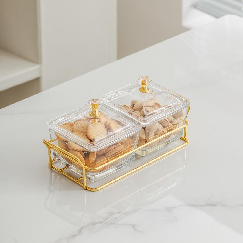 Light Luxury Glass Fruit Plate  Creative Household Living Room Snack Plate  Dried Fruit Snack Plate  Dessert Plate  Candy Plate  Fruit Plate