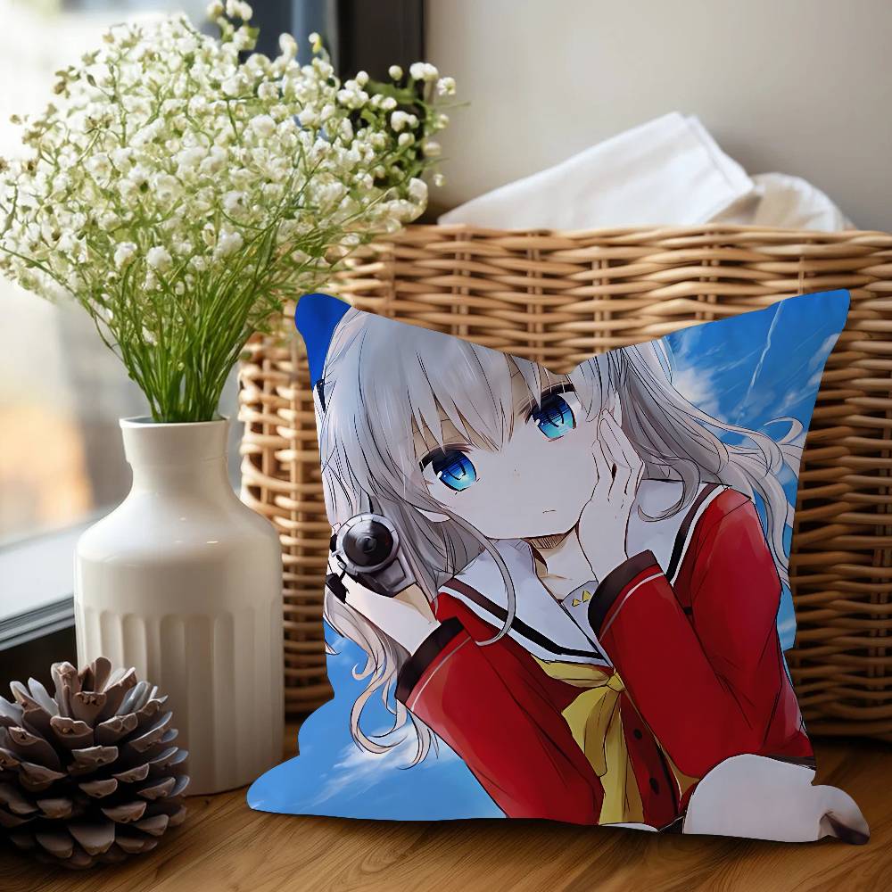 Charlotte Tomori Nao Anime Cushion Cover Inches Farmhouse Decor Home Throw Pillow Covers For Couch Decorations