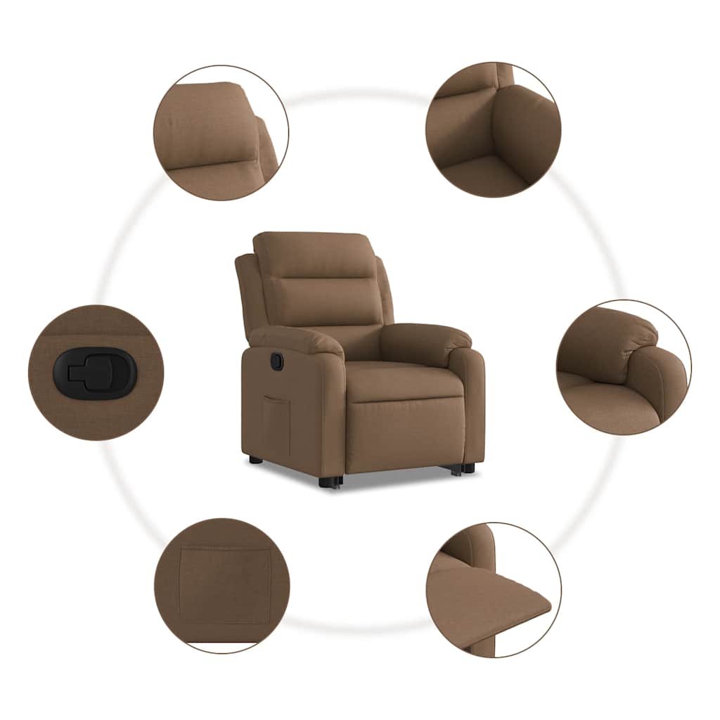 Recliner Chair with Lift Assistance Brown Fabric