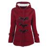Frauen einfarbig Horn Knöpfe Strickjacke gepolsterte Kapuze Mantel Jacke Mantel