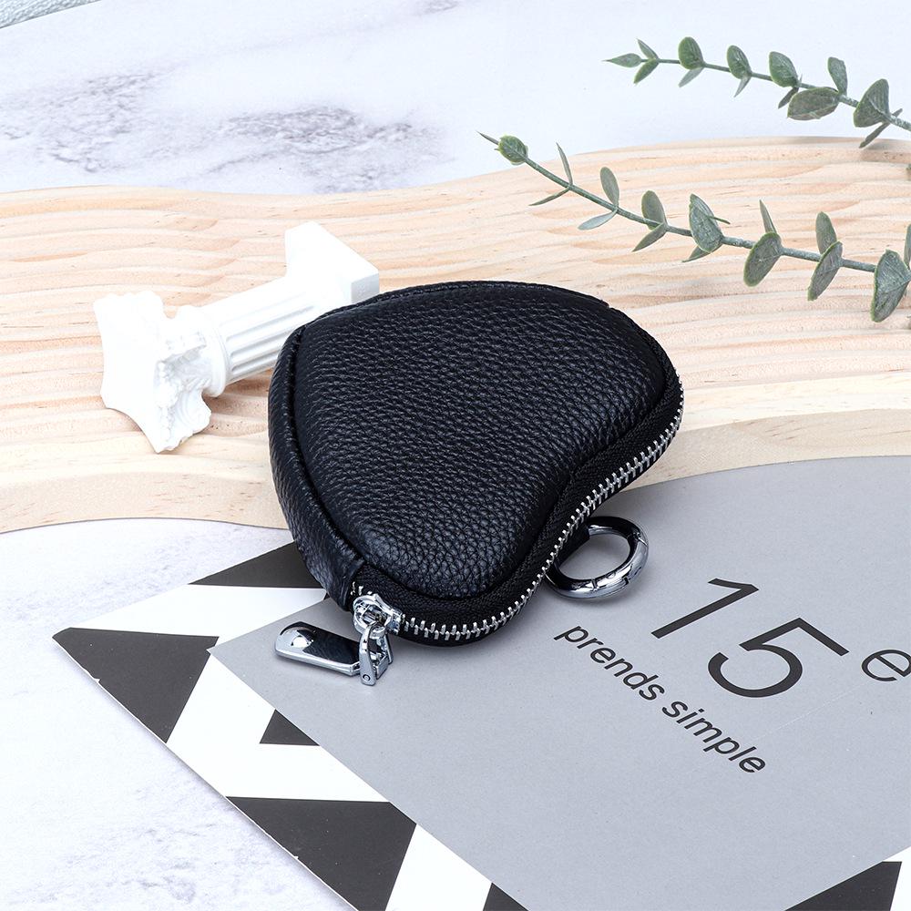 Mini Genuine Leather Coin Purse for Ladies - Top Layer Cowhide Storage Pouch with Zipper and Pendant