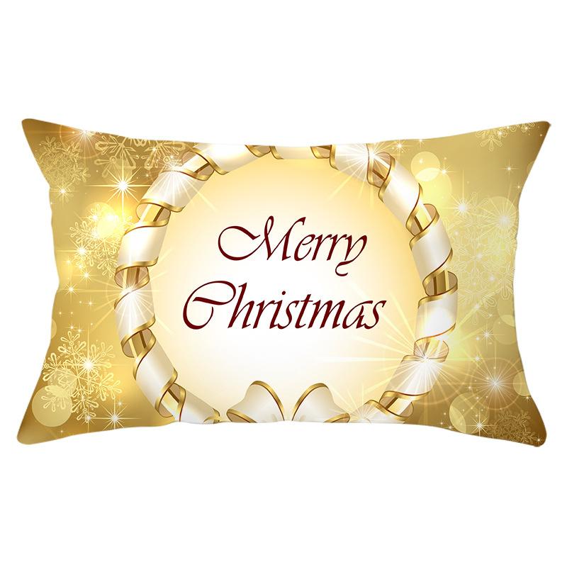 New Christmas Peach Skin Waist Pillowcase Gold Series Sofa Cushion Cover Bedside Pillow Cover