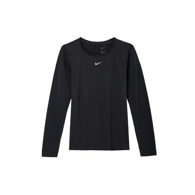 Einfarbig Rundhals Slim Fit Langarm Sporttraining Fitness Top Damen Tops Schwarz DD0594-010