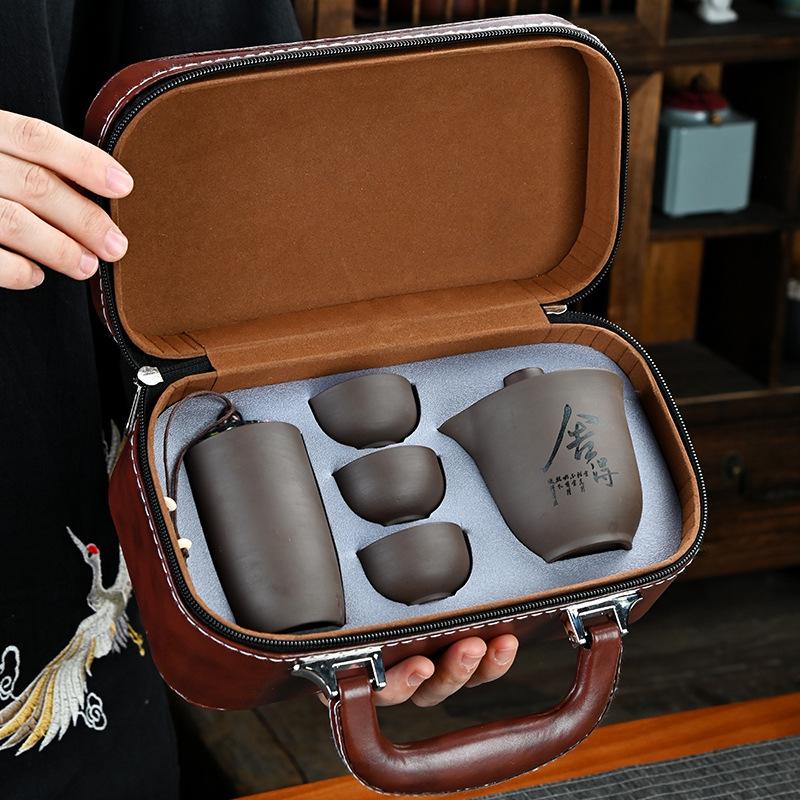 A Complete Set of Travel Tea Sets, Outdoor Kung Fu Tea Sets, Holiday Chinese Business Gifts