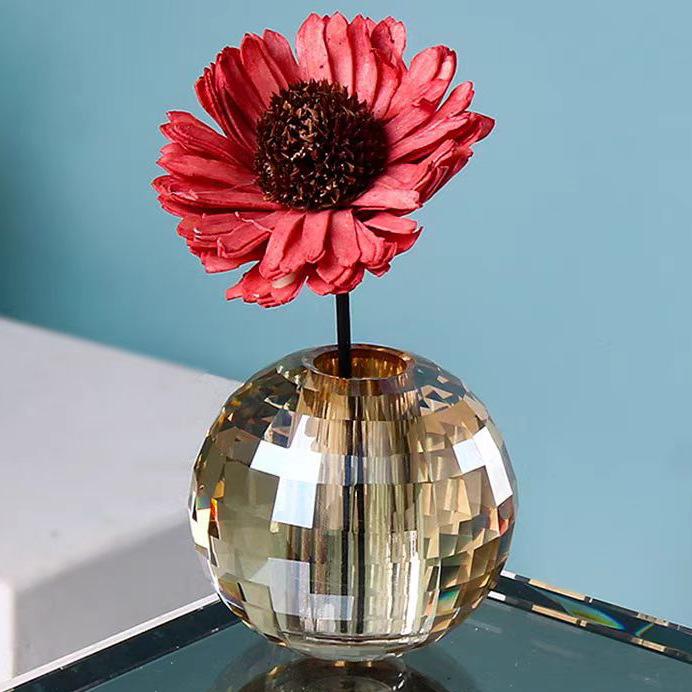 Glass Crystal Aroma Diffuser Bottle Geometric Circular Crystal Ball Toothbrush Holder Aromatherapy Base Home Decoration