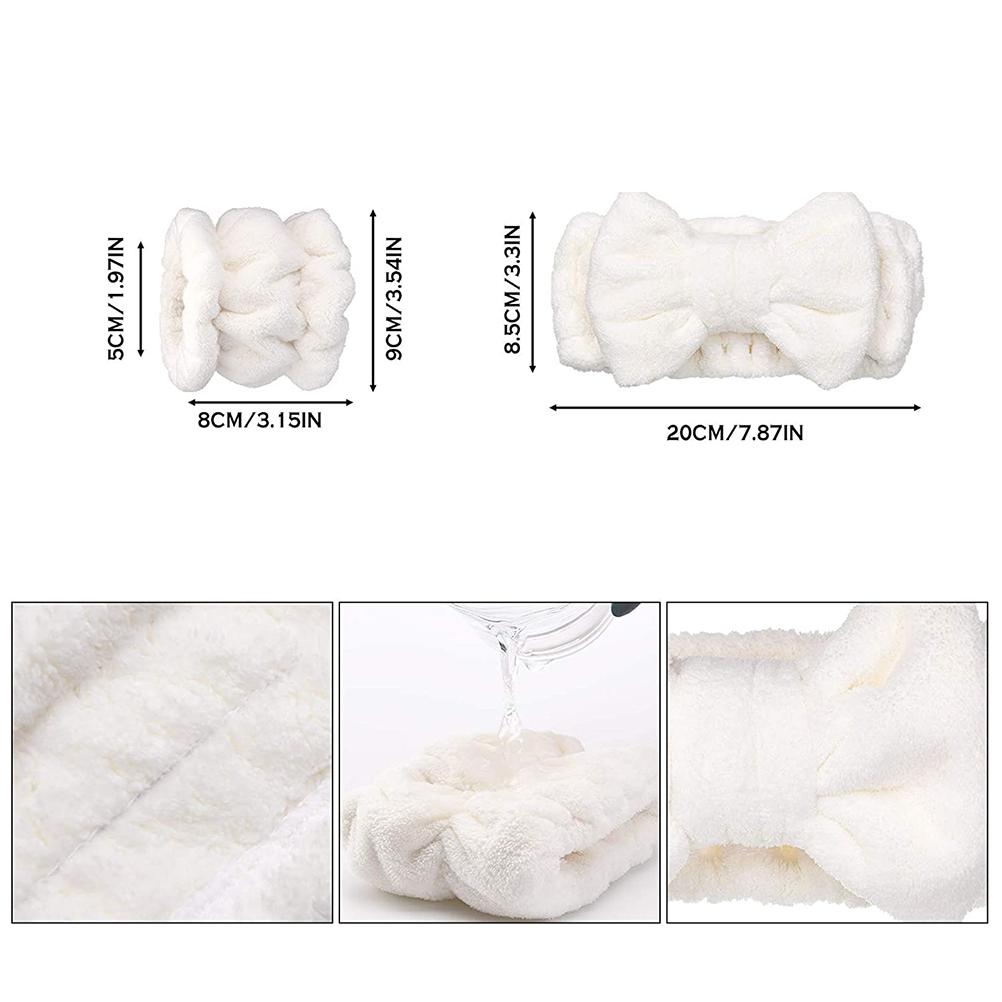 Makeup Headband Wrist Washband Set for Women Girls Microfiber Flannel  Shower Hair Headband