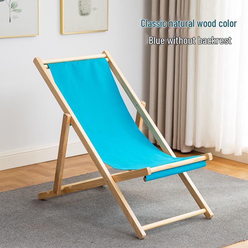 Solid Wood Outdoor Folding Recliner Beach Chair with Canvas for Adults