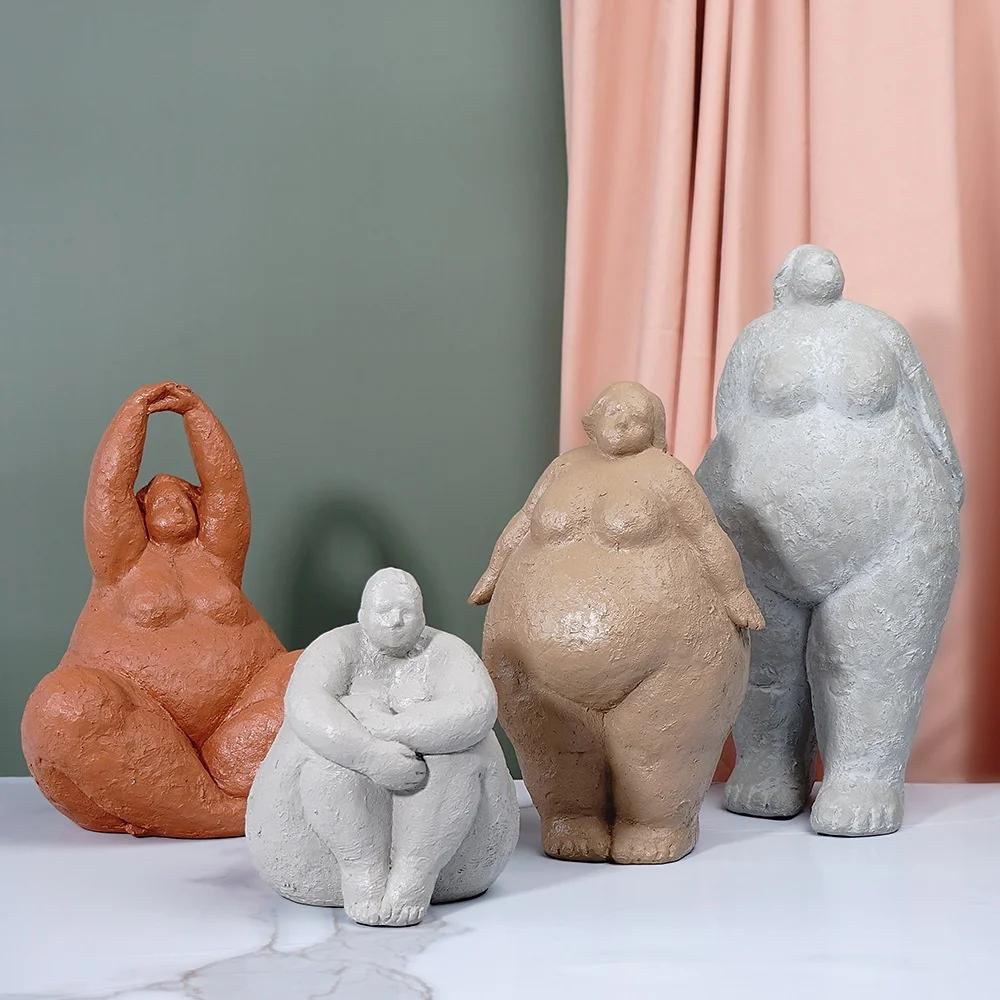 Resin Handicraft Yoga for Fat Women Artificial Figure Sculpture Abstract Body Figurines Home Decoration Accessories