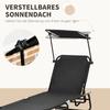 Set of Two Folding Sun Loungers. with Adjustable Backs and Sun Canopies - Black
