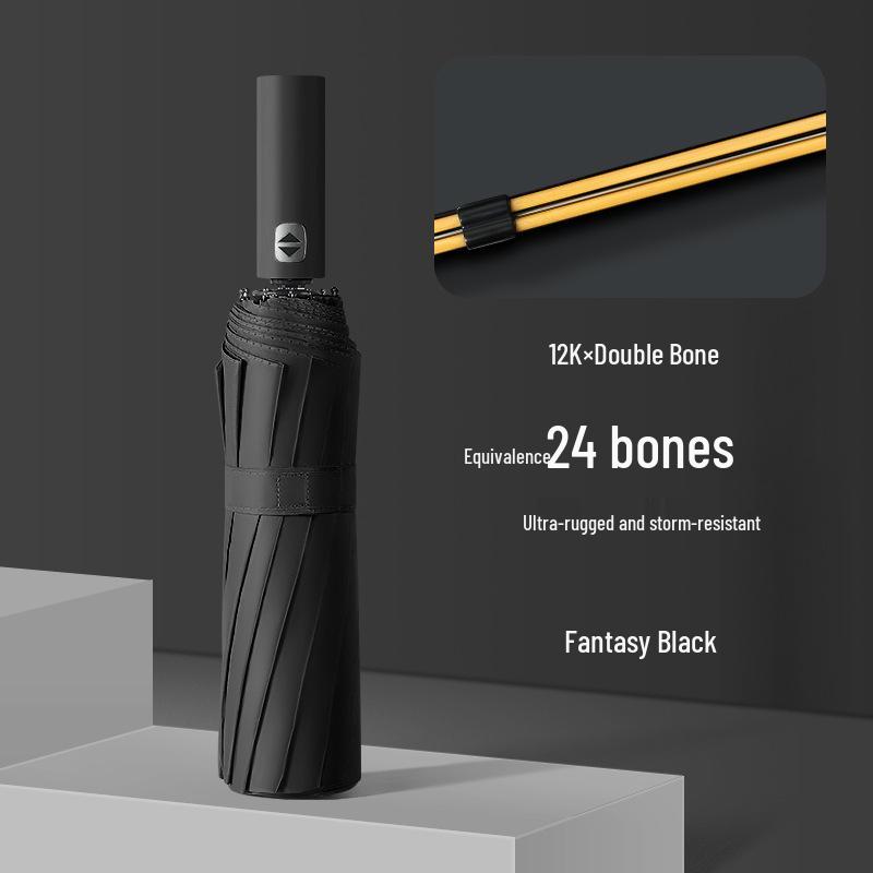 24-Rib Sturdy Windproof Umbrella: Extra Large, Thickened with Black Glue for Sunny & Rainy Days