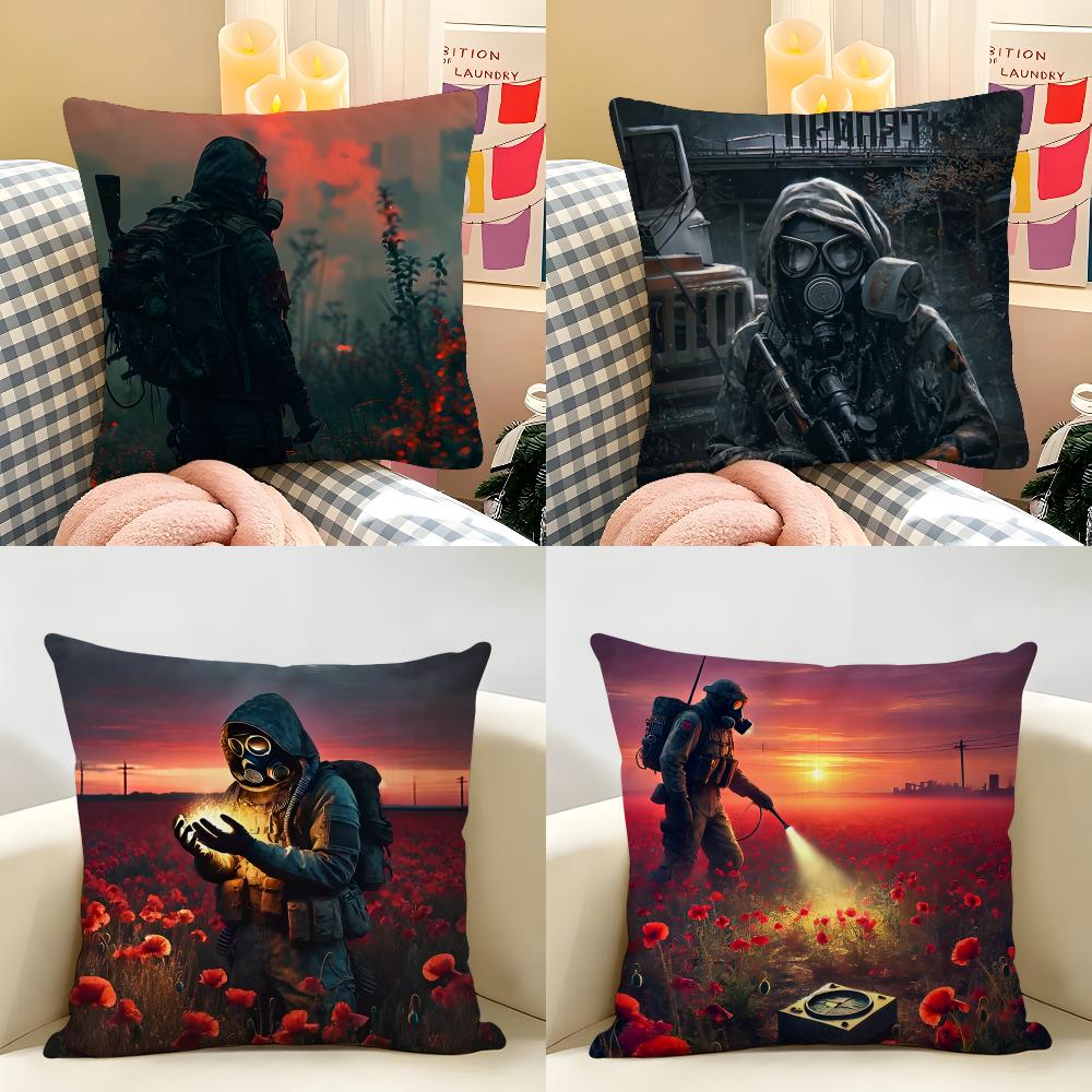 SStalker Cool Game Cushion Cover Natural Linen Organic Fabric DoubleSided Printing Room Sofa Decor Pillow Case