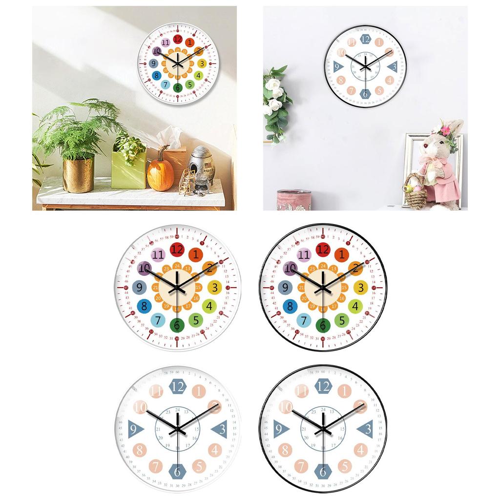 Wall Clock 8 inch Cartoon Collection Educational Tool Decorative Clocks for Walls for Bedroom Kitchen Bathroom Classroom Office