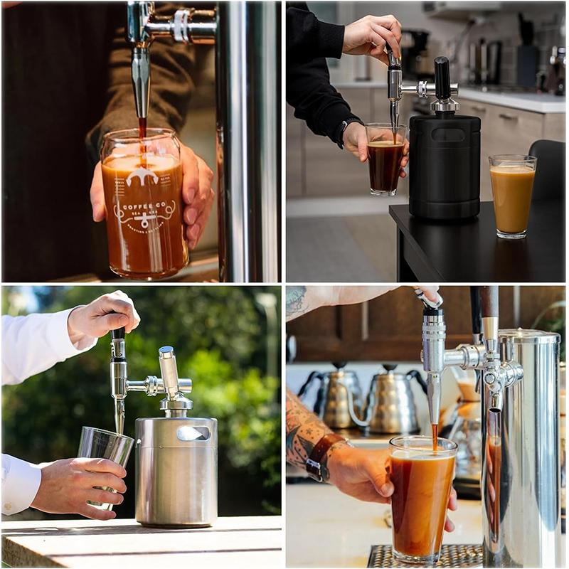 Nitro Cold Brew Coffee Barrel,Stout Beer Coffee Faucet Dispenser,Homebrew Nitrogen Beer Keg Tap Mini Growler Kit, 2L / 3.6L