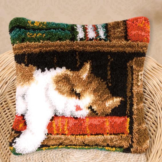 Animal Cat Dog Latch Hook Cushion Kits Pillow Case Crochet Crafts Yarn For Love &Heart Embroidery Cushion Sofa Bed Cover 