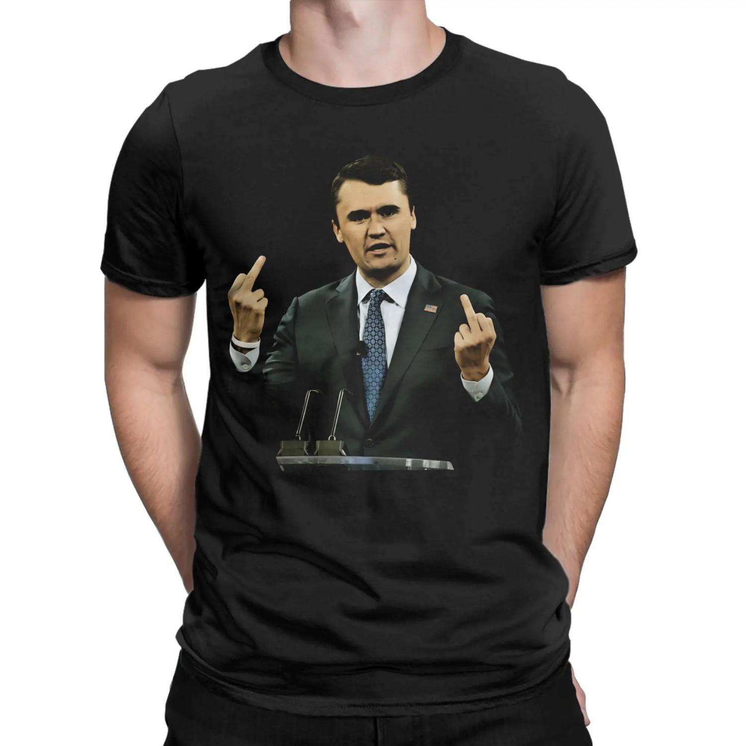 

Men T-Shirt Charlie Kirk Midle Finger Casual Pure Cotton Tees Short Sleeve T Shirts O Neck Tops Birthday Gift XXXXXL чорний