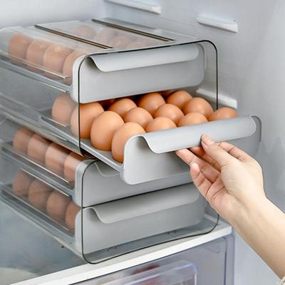 32 Grids Fresh Fridge Egg Drawer Organizer Kitchen Hanging Transparent Clear Frozen Fruits and Vegetables Storage Square Box