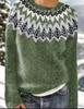 Europäischer & Amerikanischer Damen Lockerer Farbblock Rundhals Mode Pullover