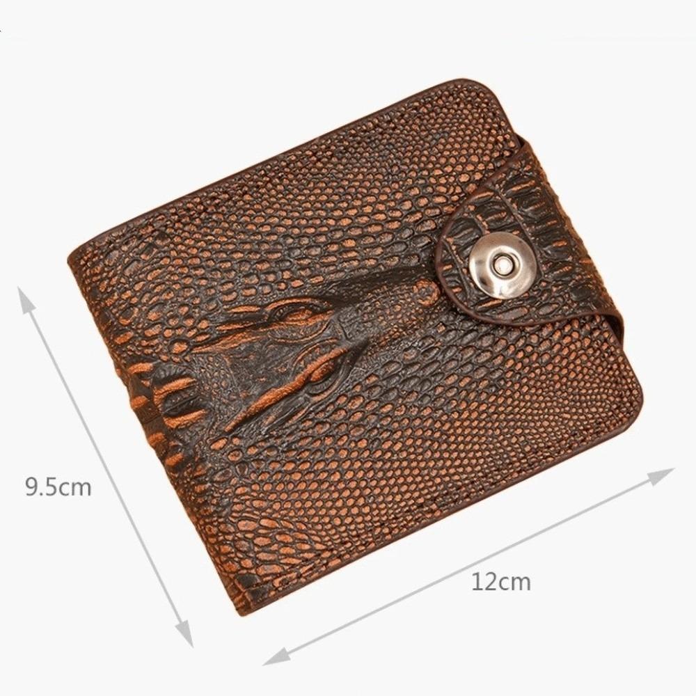 Vintage PU Leather Crocodile Skin Wallet Small Alligator Coin Pocket Purse Zipper Closure Credit Card Holders Male