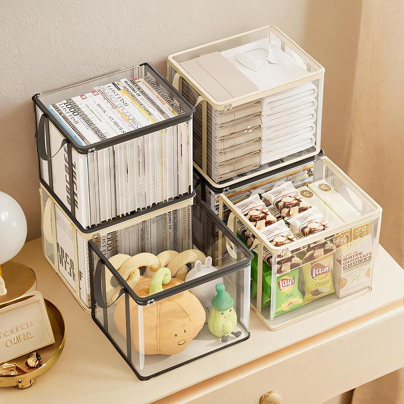 1Pc Book Organizing Box Student Classroom Book Storage Box Transparent Storage Household Large Capacity Textbook Storage Bag