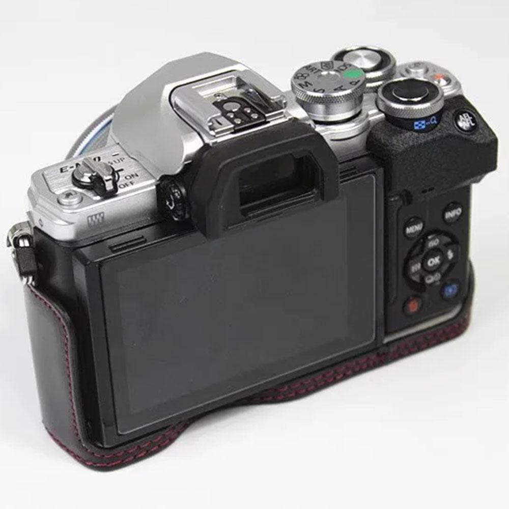 For Olympus OM-D E-M10 Mark IV Camera Case Leather Bottom Case Easy To Replace Battery