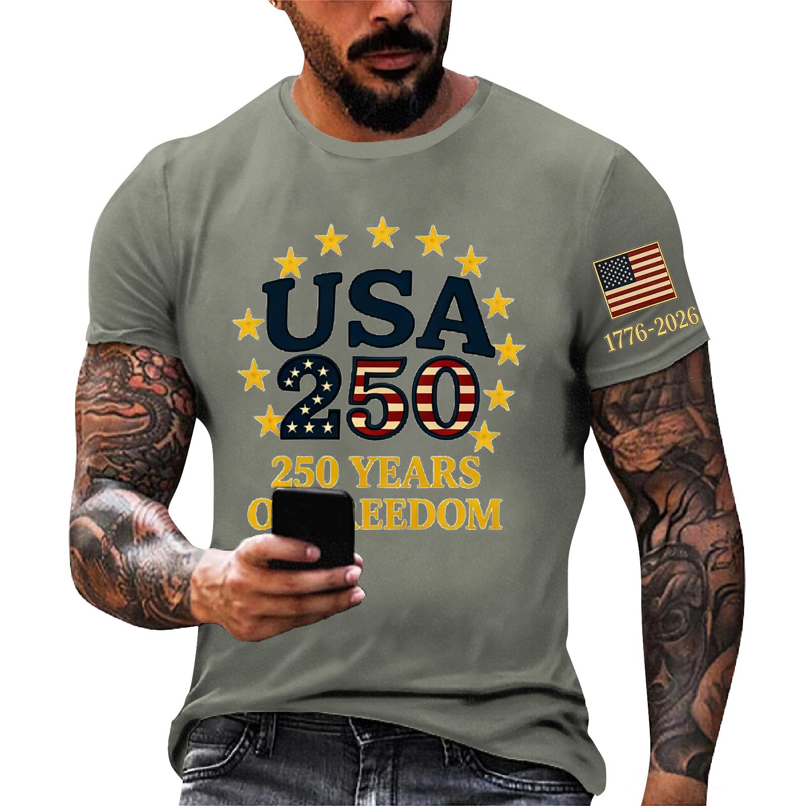 

Men s loose and casual flag-print T-shirt, short sleeve shirt M