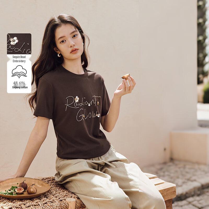 INMAN Sequin & Beaded Short Sleeve T-Shirt M