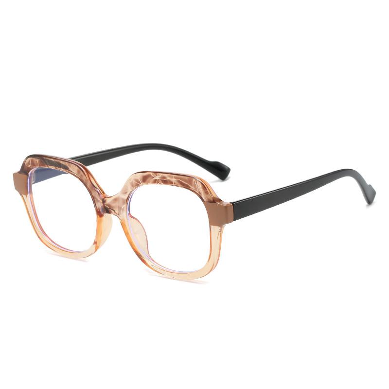 Big Frame Round Double Color Optical Glasses Frames Women Tr90 Anti-Blue Light Spectacle Fashion Clear Lens Computer Eyeglasses