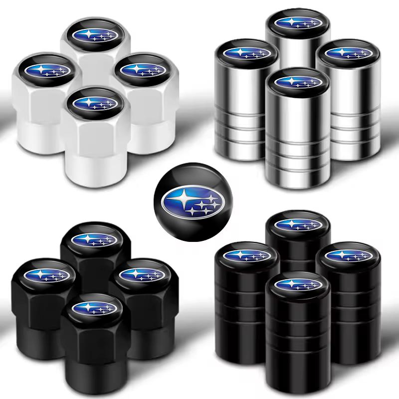 4pcs Car Logo Tire Valve Nozzle Cap Alloy Accessories For Subaru WRX STI Tribeca Crosstrek XV Forester BRZ Impreza Smart Outback ew3