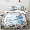 Money Print Duvet Cover KingQueen Size,Dollar Bills with The Portrait of Ben Franklin,Decorative Polyester Bedding Set
