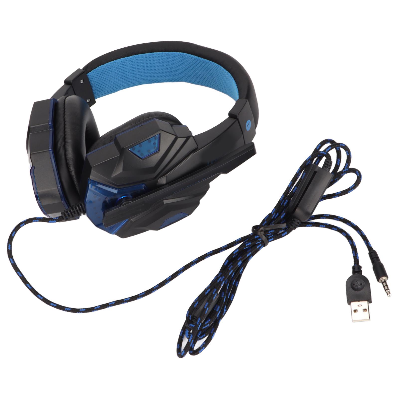 

SY830MV Game Headsets Volume Support Mic USB Headsets with 3.5mm Microphone for PC Laptop(Black Blue )