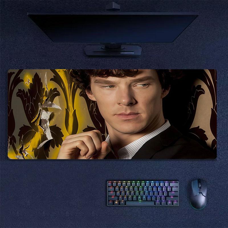 Sherlock Holmes Mouse Pad, Large Gaming Desk Mat, Non-slip XXL Mousepad for Laptop & Tablet, Mini PC Playmat with Stitched Edges