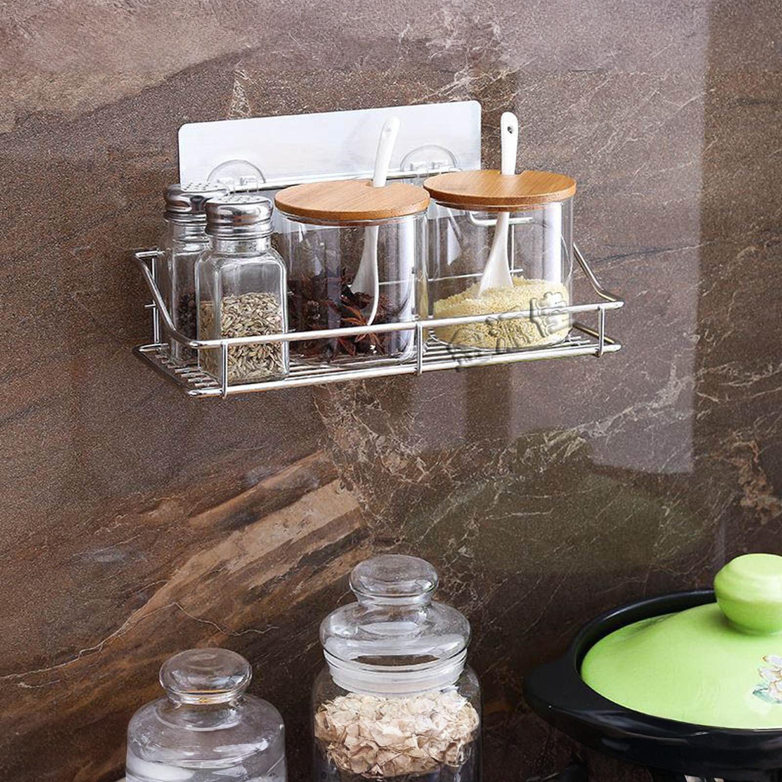 

Настенная полка из нержавеющей стали без сверления, стеллаж для хранения для ванной комнаты, кухни, туалета one size серебряный