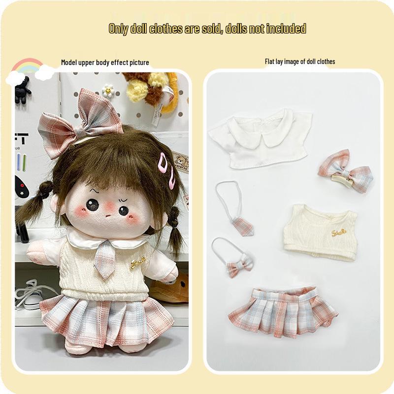 20cm Cotton Doll Dress-Up Set: Cute Figure Skirt & Overalls