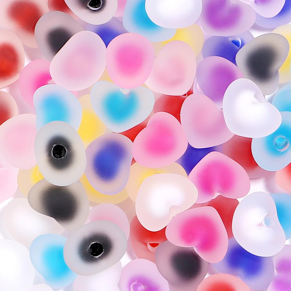 10pcs Acrylic Frosted Heart Beads Multicolor Love Heart Charms Beads For DIY Jewelry Making Bracelets Pendants Earrings Findings
