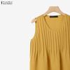 ZANZEA Women Casual Round Neck Solid Color Loose Sleeveless Tank Tops