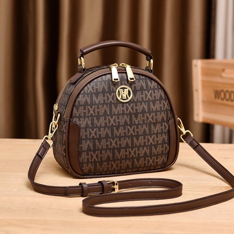 Bag Women's Bag 2025 New Autumn and Winter Fashion Shoulder Messenger Bag Polyester Small Round Bag High-end Handbag Women's Tide