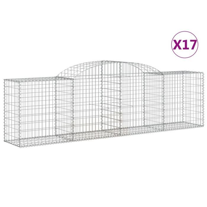 VidaXL Curved Gabion Baskets 17 Pcs 300x50x80/100 Cm Galvanized Iron, Gabion, Gabion Cage, Gabion Wall Basket, Wall 3146696