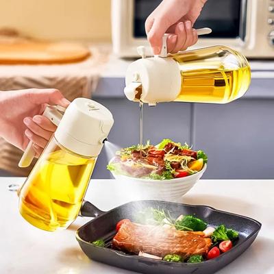 Nová 470ml dvouúčelová skleněná láhev na olej na vaření BBQ Difuzér s rozprašovačem olivového oleje Kuchyňský ocet Sojová omáčka sprej Nádoba na nalévání oleje