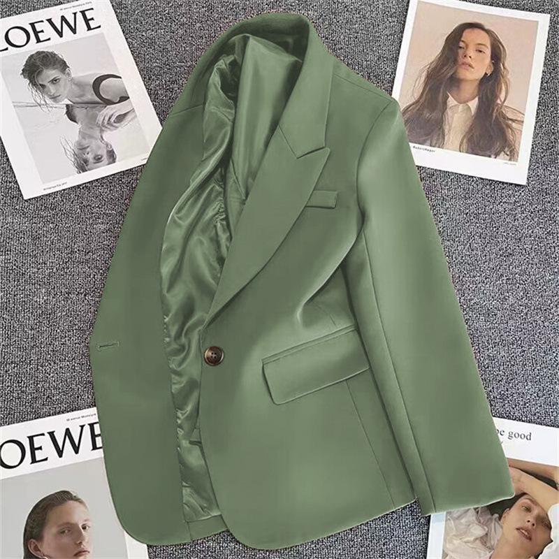 

2025 Autumn Women s Korean Style Textured Casual Blazer - Long Sleeve Streetwear 2XL зелёный