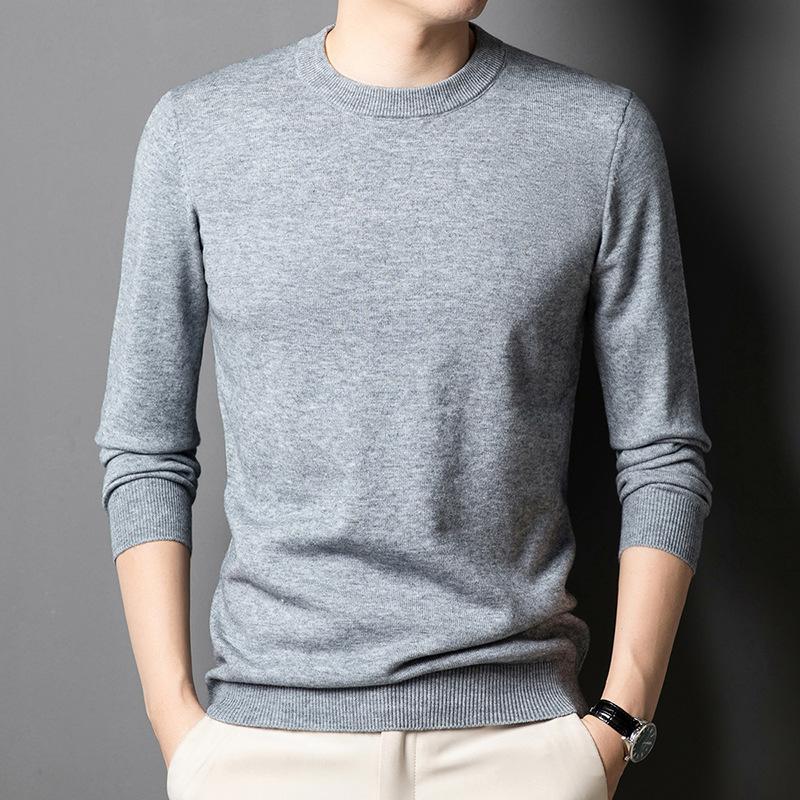 Spring and Autumn Men's Sweater Premium Sense Crew Neck Casual Versatile Business Men's Bottom T-Shirt