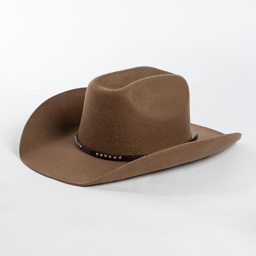 Big Size Men's 100% Wool Western Cowboy Fedoras Hats Unisex Vintage Wide Brim Jazz Felt Hat  Church Gentleman Caps 55/57/59/61cm
