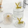 Elk Lid Top Replacement Handle Plastic Golden Reindeer Figurine Small Animal Sculpture for Glass Pot Lids Storage Box