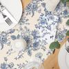 Chinoiserie Blue Flower Linen Table Runner Dresser Scarf Decor Reusable Kitchen Dining Table Runner Holiday Party Decorations