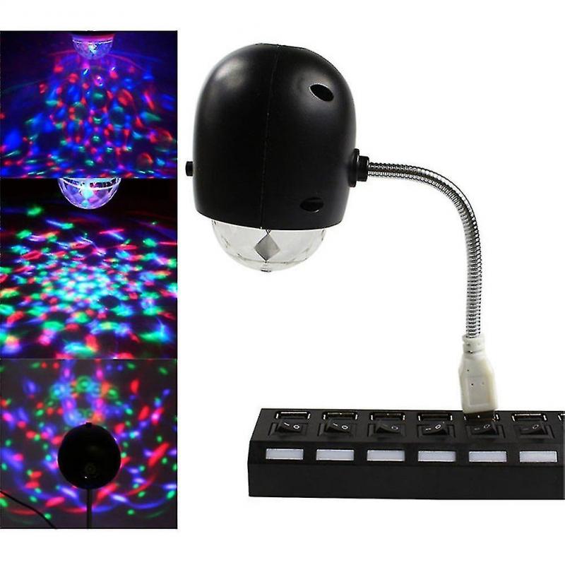 Usb Disco Ball Lamp, Rotating Rgb Colored Led Stage Lighting Party Bulb With 3w Book Light, Usb Pow