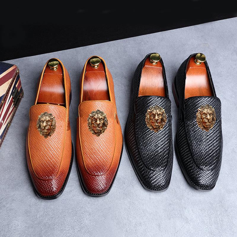 Fashion New men's shoes with woven fringes, trendy shoes, Derby shoes, large-sized business shoes, and European  leather shoes A19