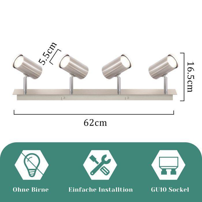 Spot de plafond - NETTLIFE - 4x GU10 - nickel - orientable 330° - Ø62 cm