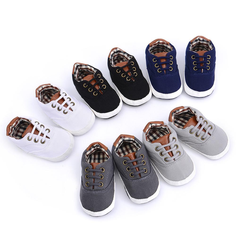 Spring & Autumn Solid Color Lace-Up Soft Sole Canvas Shoes for Infants & Toddlers (0-1 Year) - D712