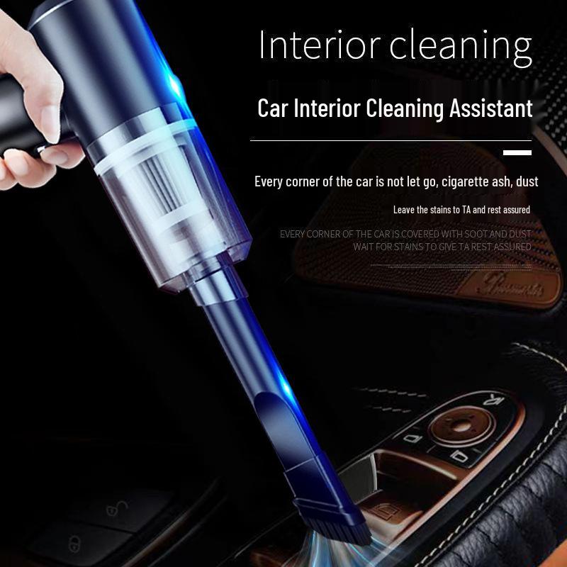 High-Power Handheld Vacuum Cleaner: Multi-Function, Rechargeable, Blowing & Suction, with Light, for Car Cleaning.