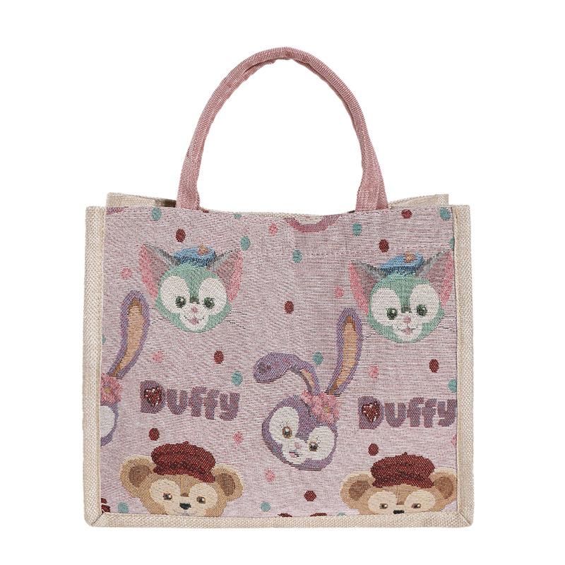 Fresh and Cute Printed Canvas Bag Student Shoulder Bag Linen Woven Large-capacity Tote Bag Women's Storage Bag